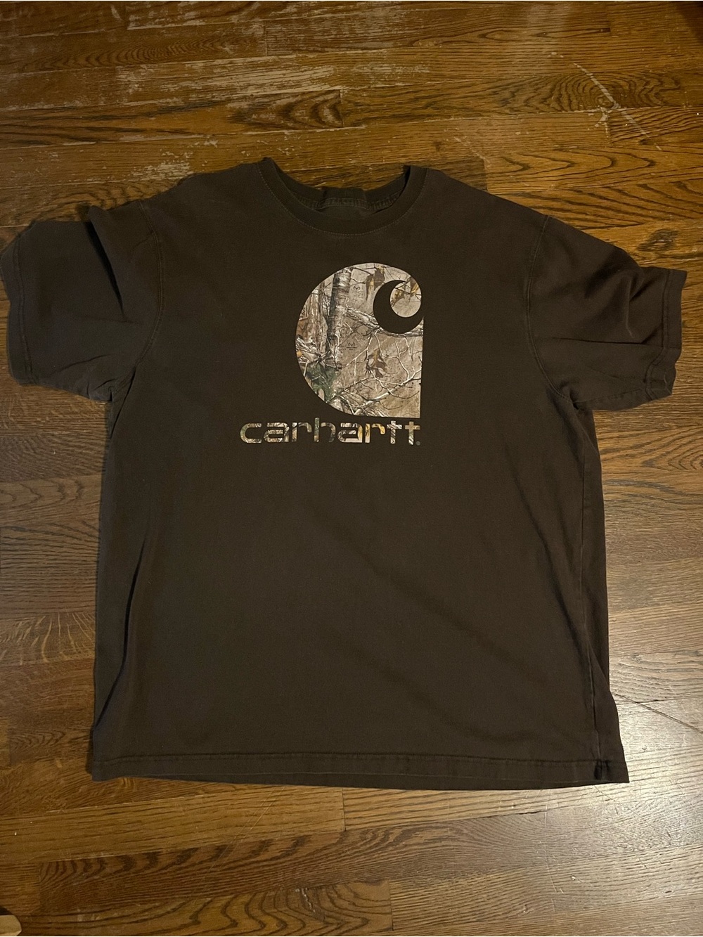 Carhartt Brown Short-Sleeve Logo Tee with Camo Graphic